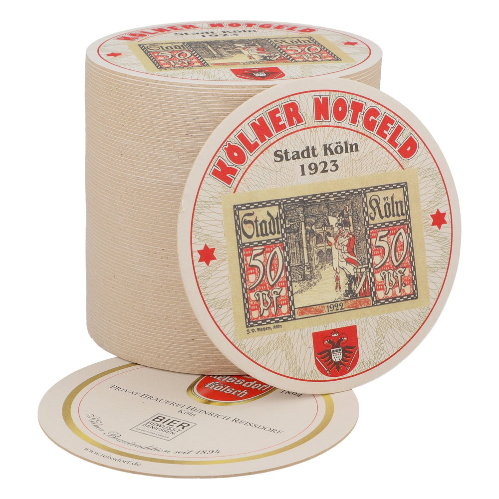 80x sous-verres Reissdorf « Kölner Notgeld » (monnaie de nécessité de Cologne) 50 pfennigs V4