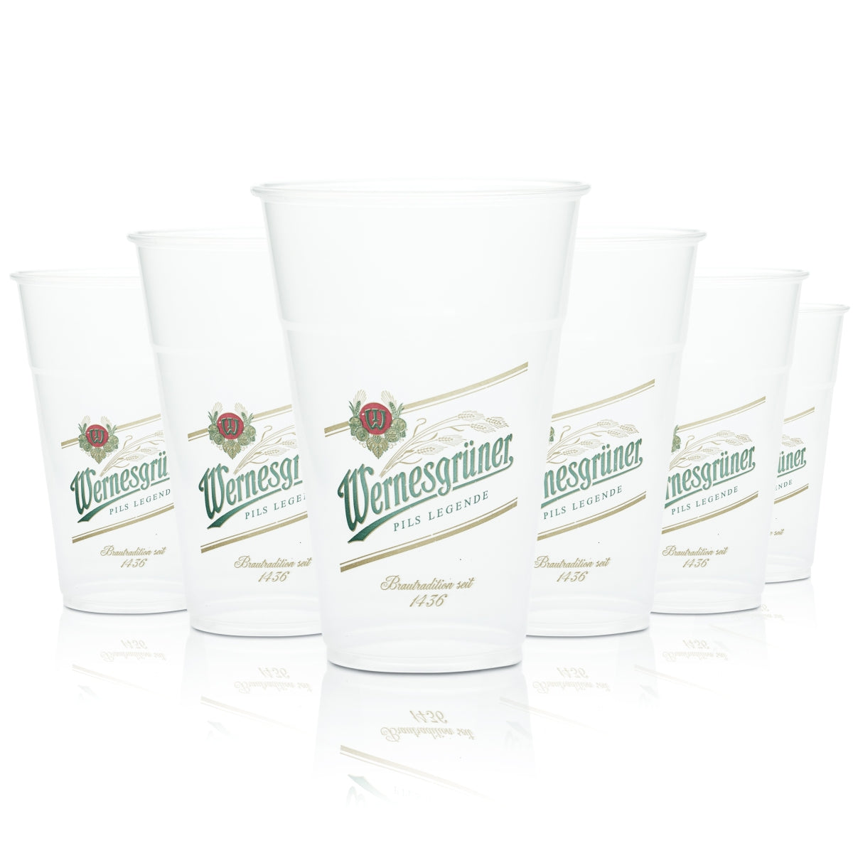 80 gobelets en plastique Wernesgrüner 0,4 l jetables pour bière, plastique, verres, fête