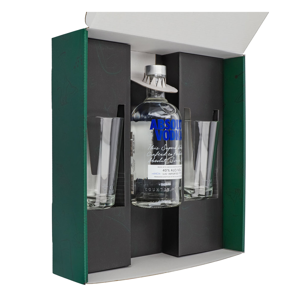Absolut Vodka Geschenkset 0,7l Flasche 40 % Vol. + Gläser Grcic–Grün – Ansicht 4