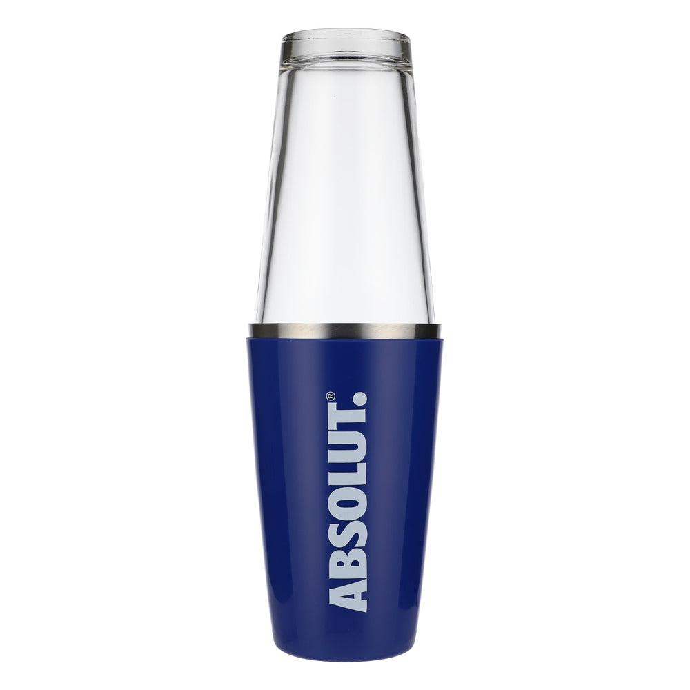Shaker Absolut Vodka en acier inoxydable Shaker Boston en acier inoxydable Accessoires de bar bleus 2 pièces