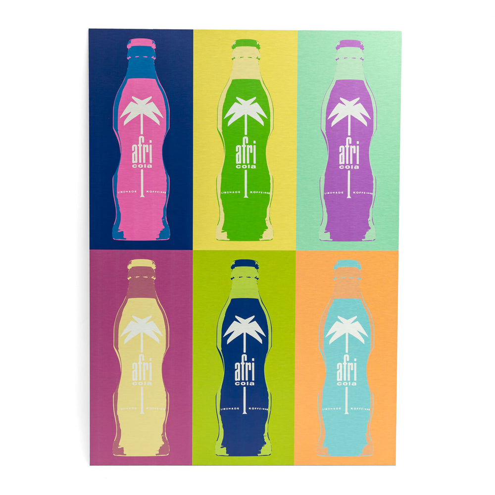 Afri Cola Softdrink Plaque métallique Décoration murale 60x42 cm bouteilles colorées