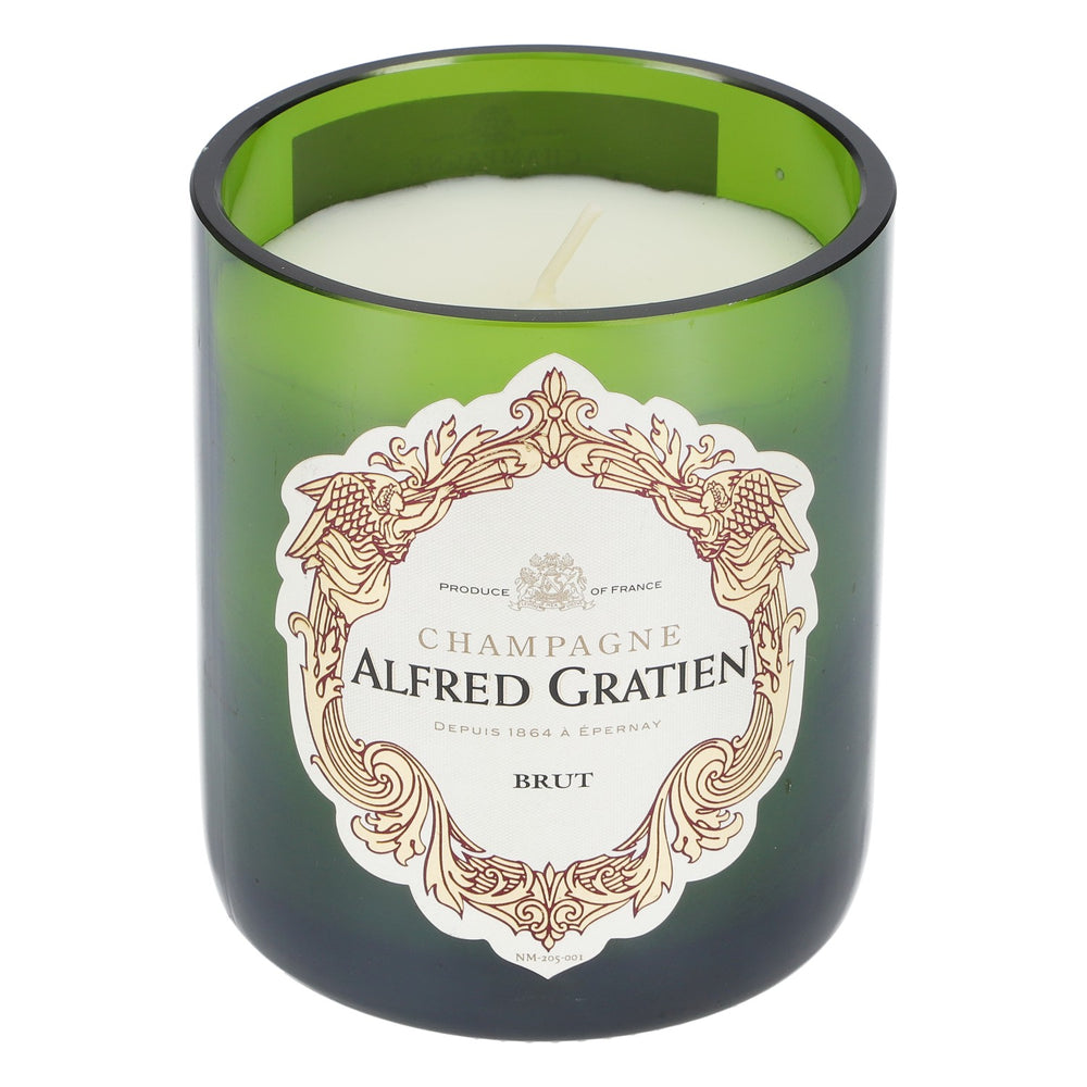 Bougie Alfred Gratien Champagne en verre vert, design Bubbles