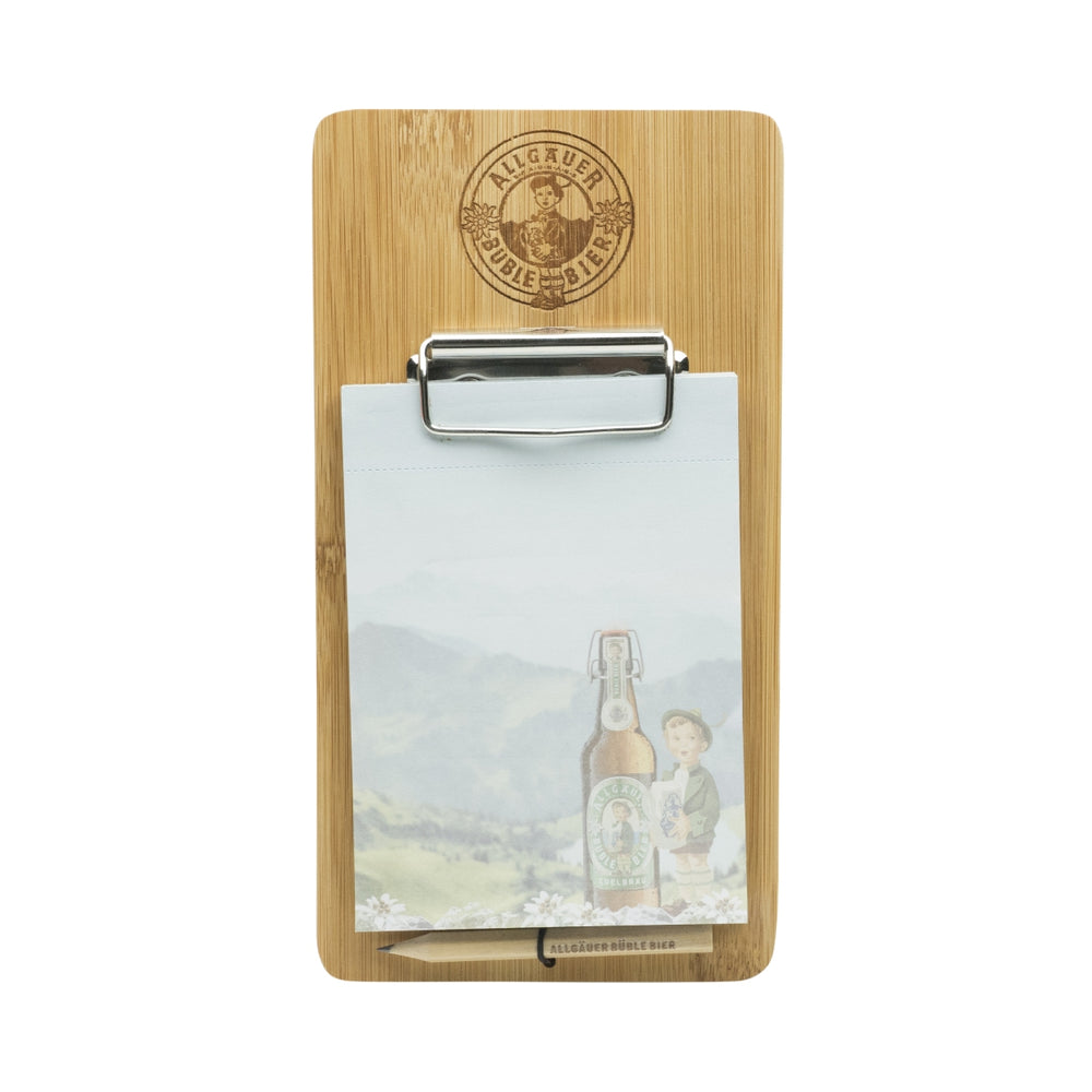 Bloc-notes magnétique Algäuer Büble Bière Papier Stylo Aide pour les courses, le bar et la cuisine Bois