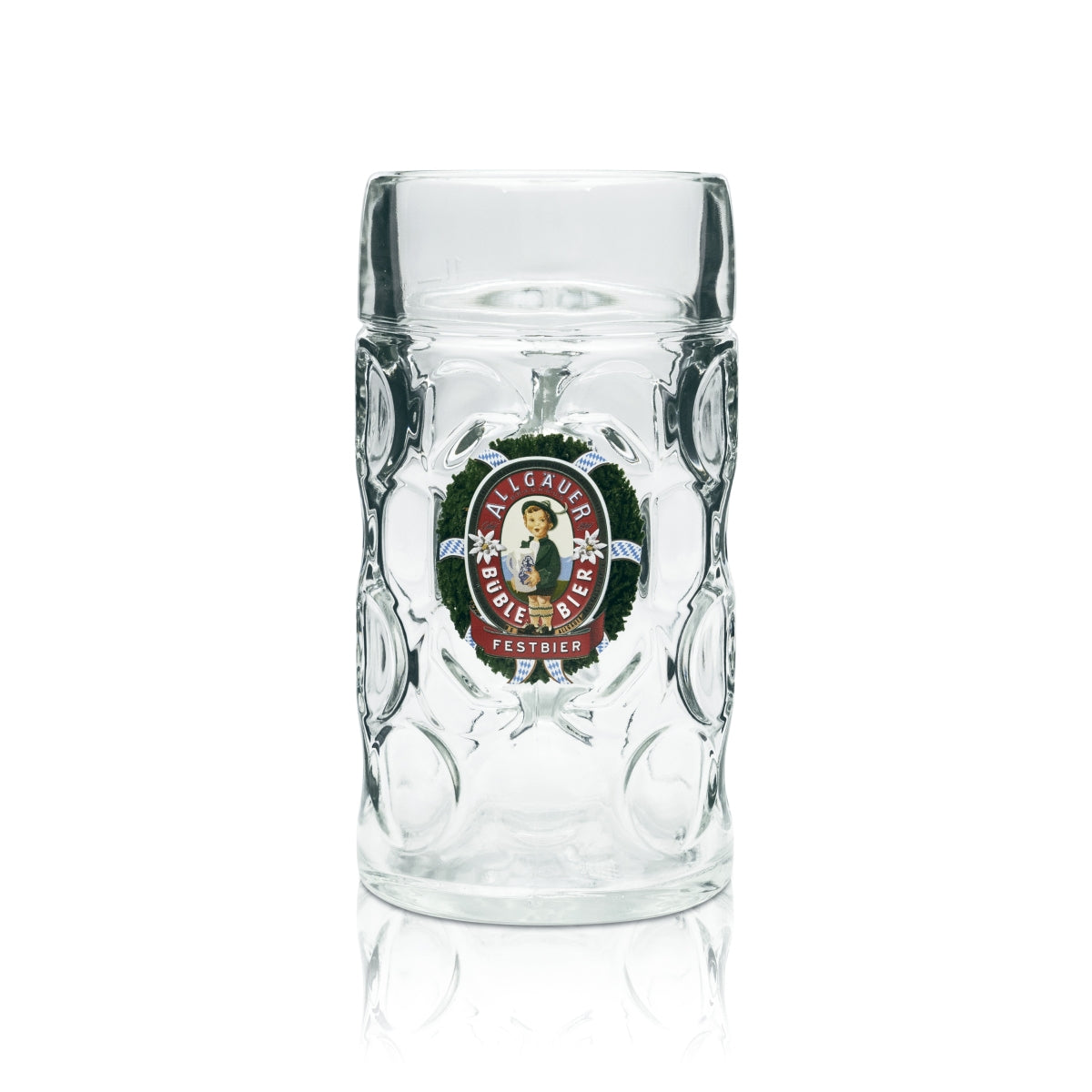6 chopes en verre Allgäuer Büble 1 l « Festbier » Humpen Seidel verres à relief – Vue 2