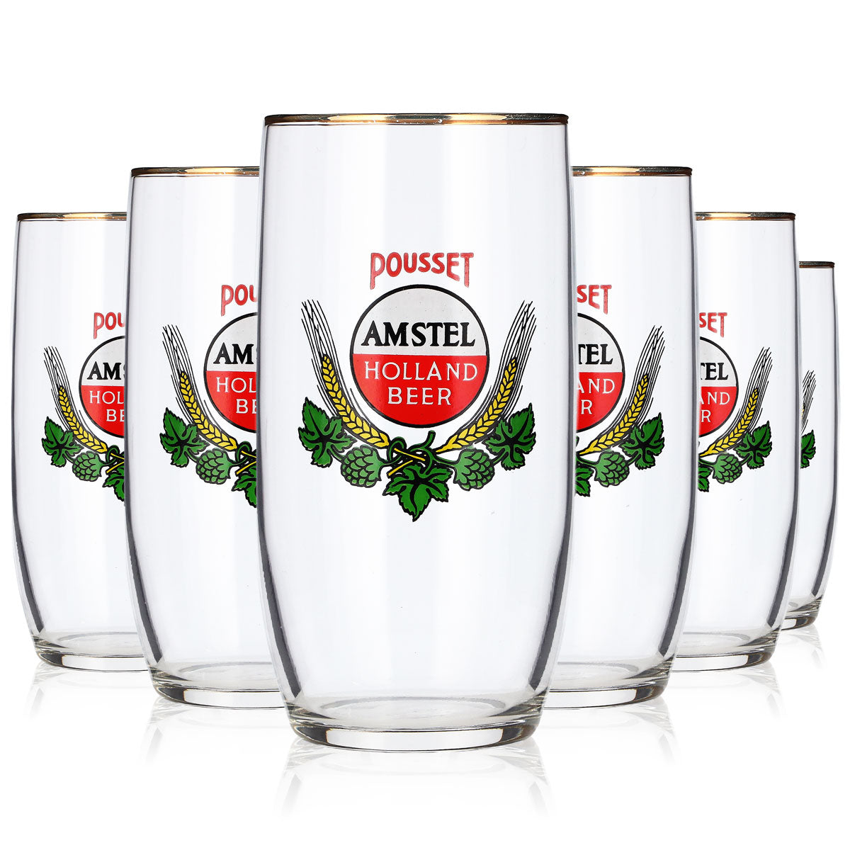 Verres à bière Amstel Holland, lot de 6, 0,29 l, bord doré vintage, pièce rare, verre de collection – Vue 2