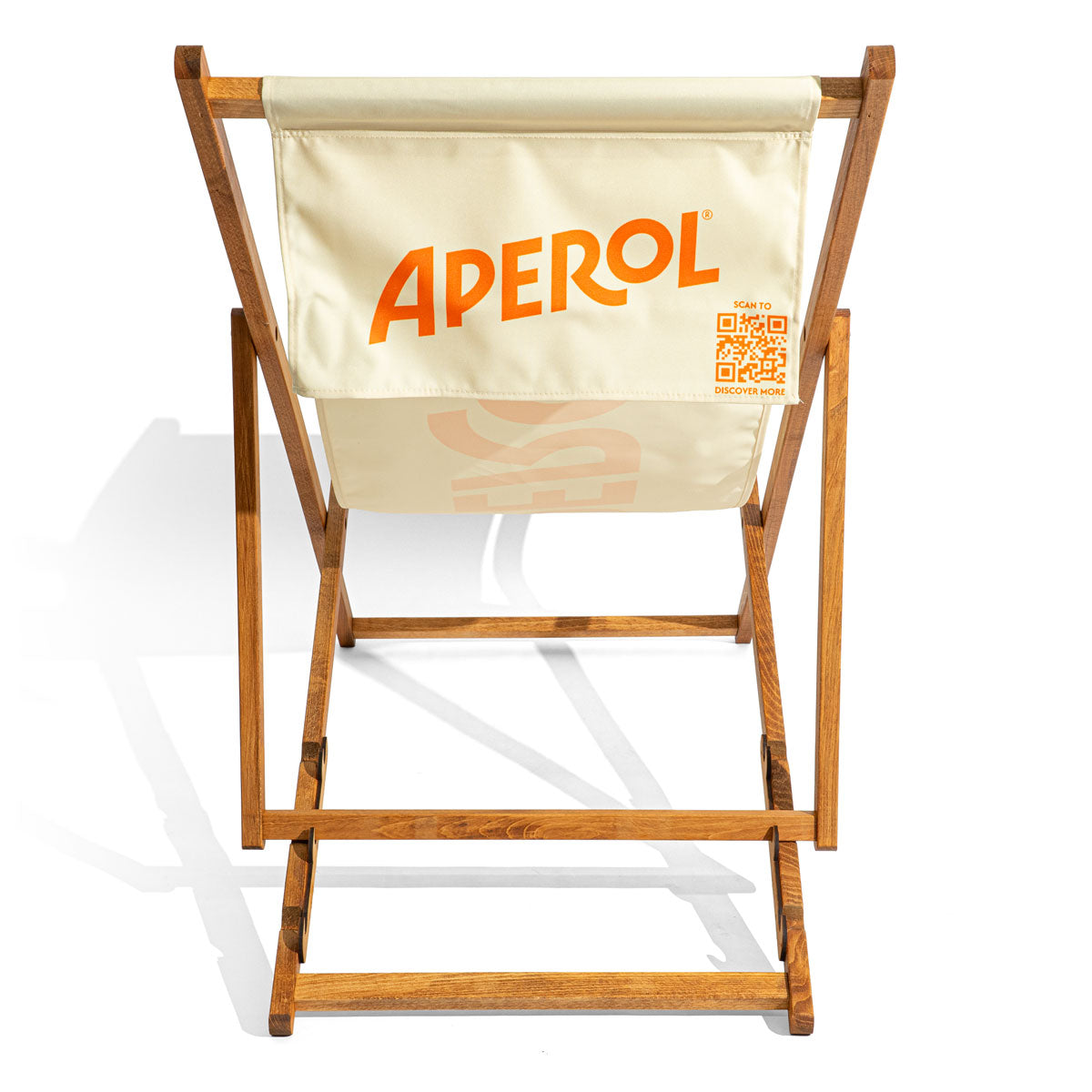 Chaise longue Aperol Spritz Chaise de plage Chaise de terrasse Blanc Structure en bois Inscription Liqueur – Vue 5