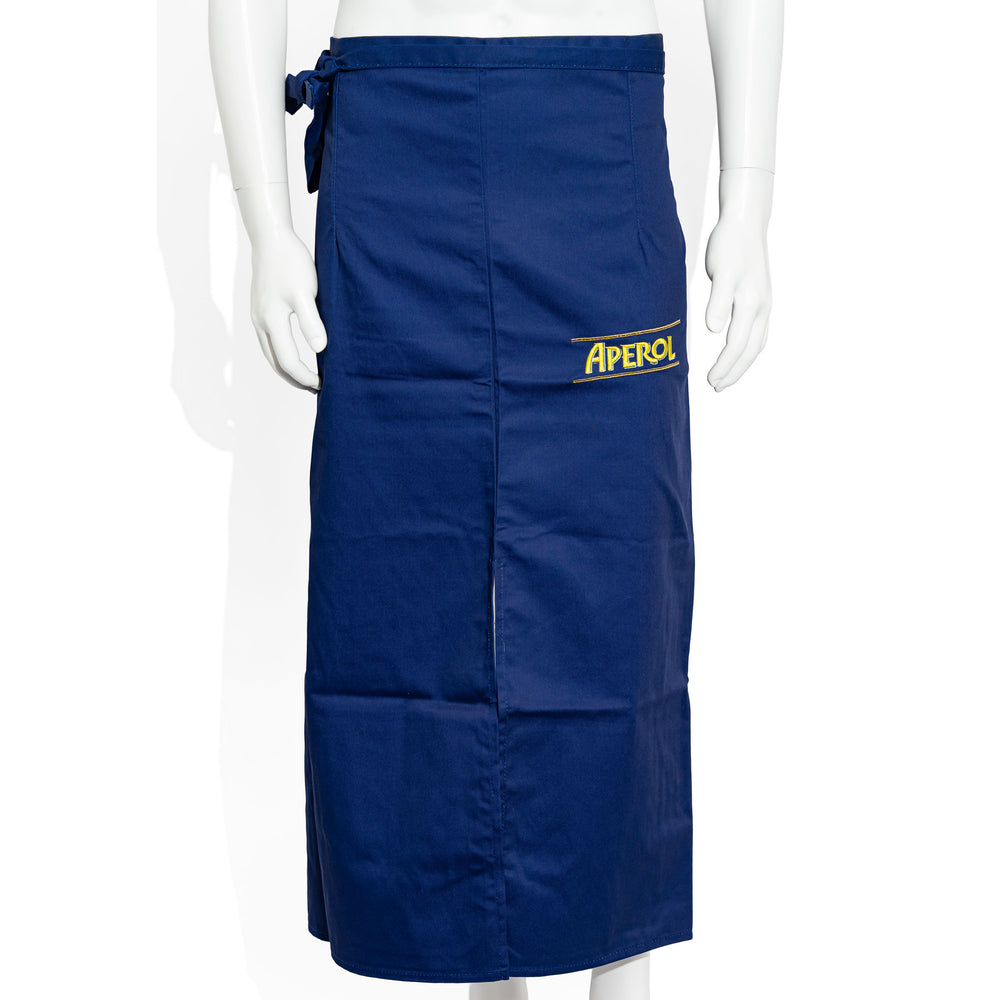 Tablier de serveur bleu long en tissu mélangé, motif « Aperol Spritz »
