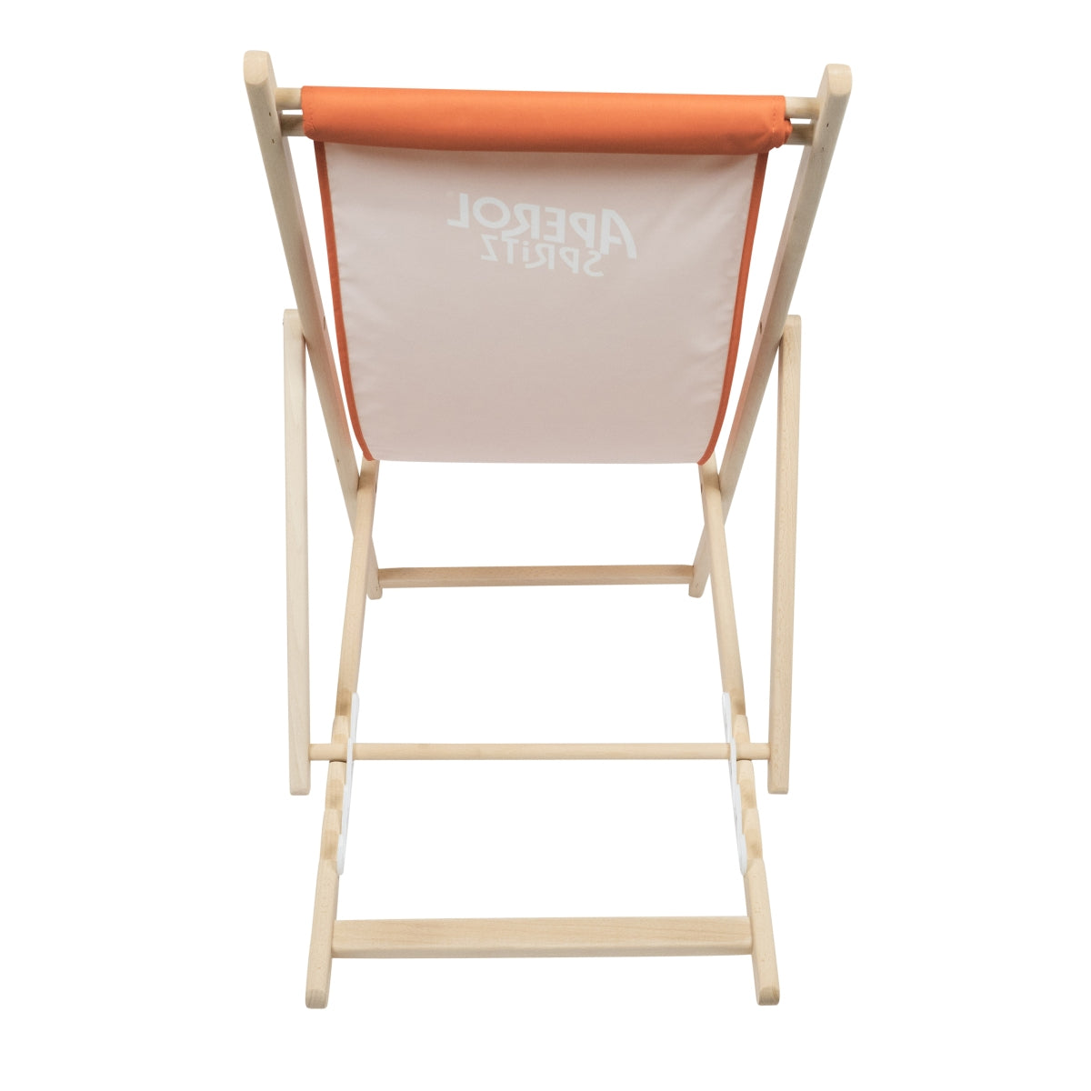 Aperol Spritz Liqueur Chaise longue Orange Structure en bois Inscription horizontale en haut – Vue 3