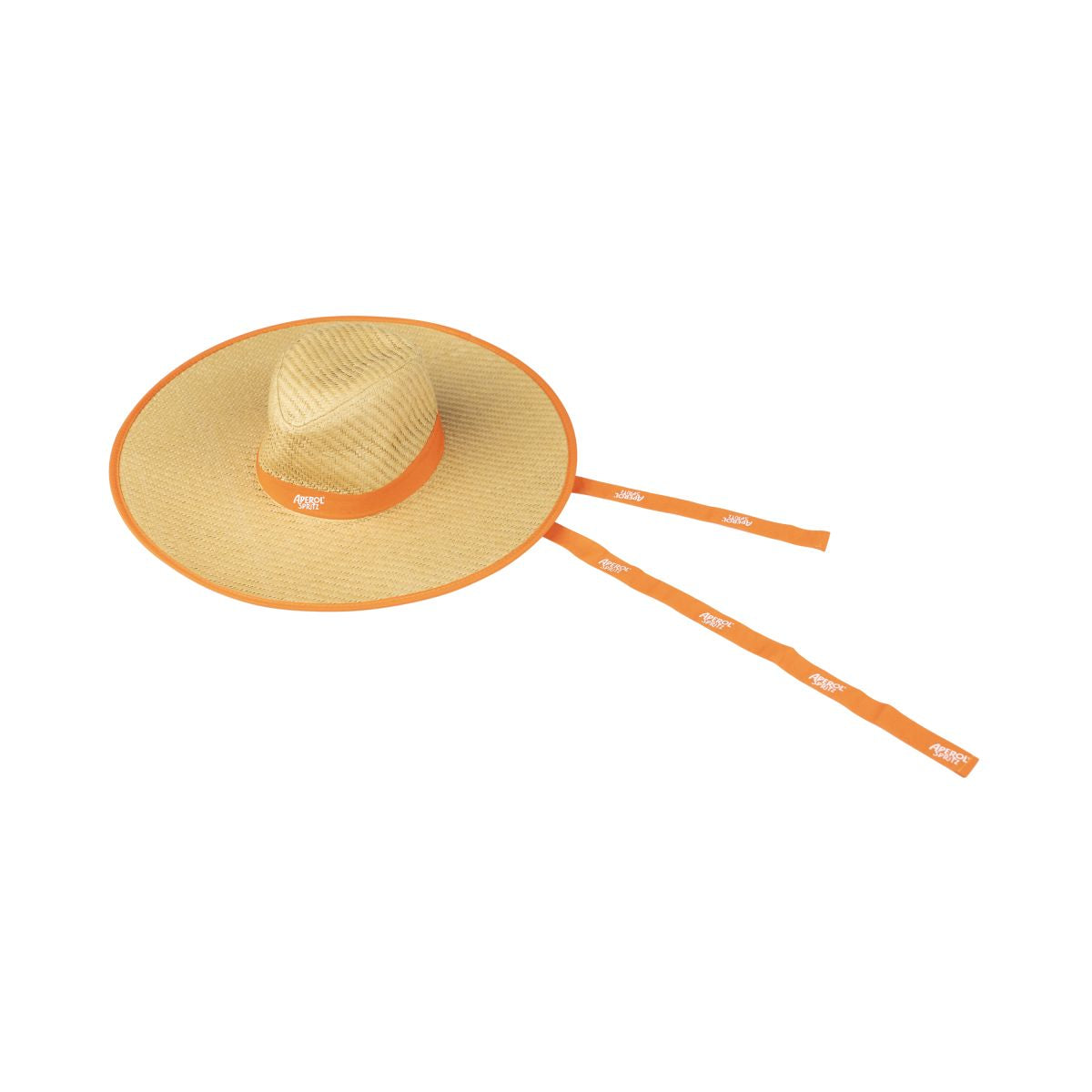 Chapeau de paille Aperol Spritz à large bord et rubans Casquette