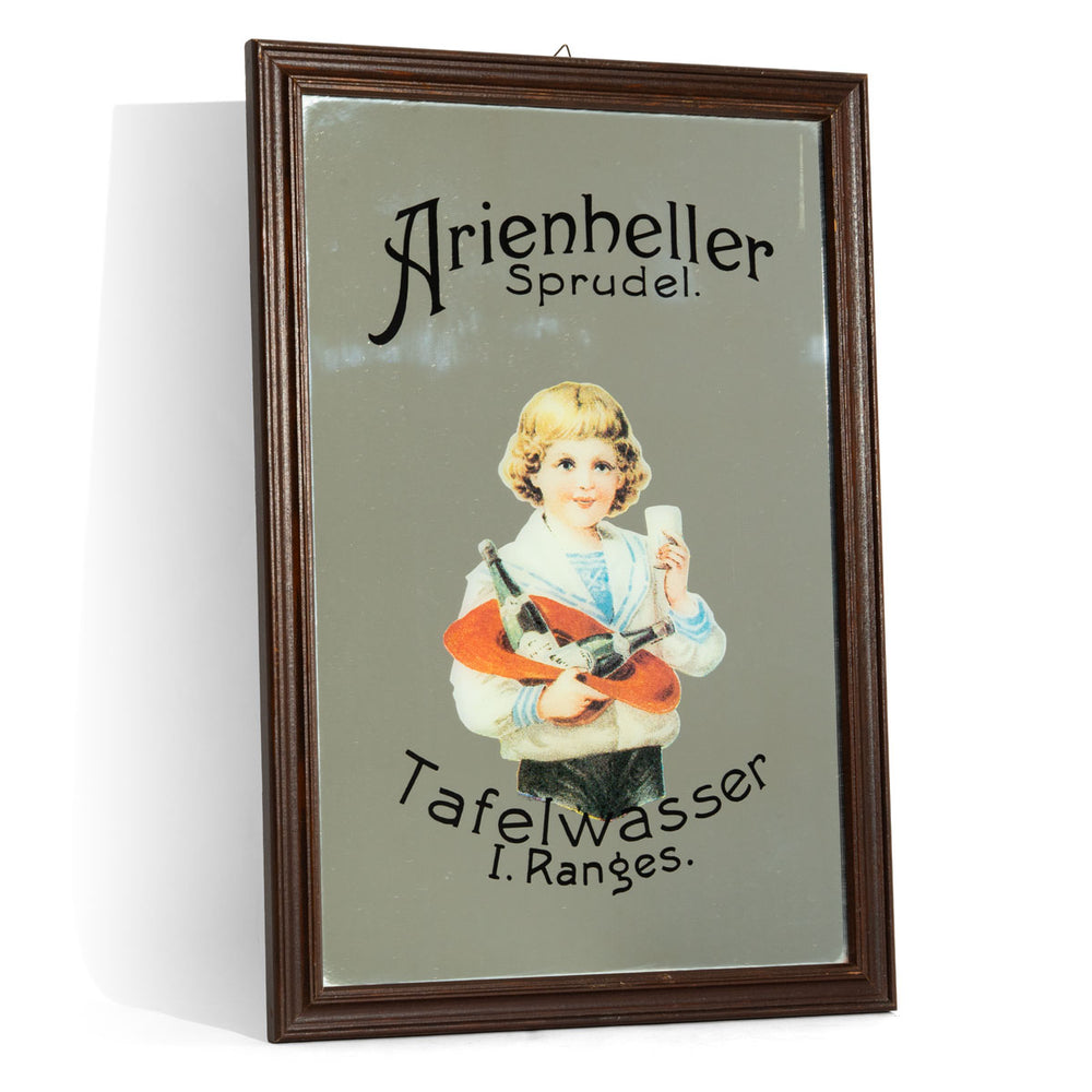 Miroir publicitaire Arienheller Wasser Spiegel Barutensiles Décoration murale cadre brun