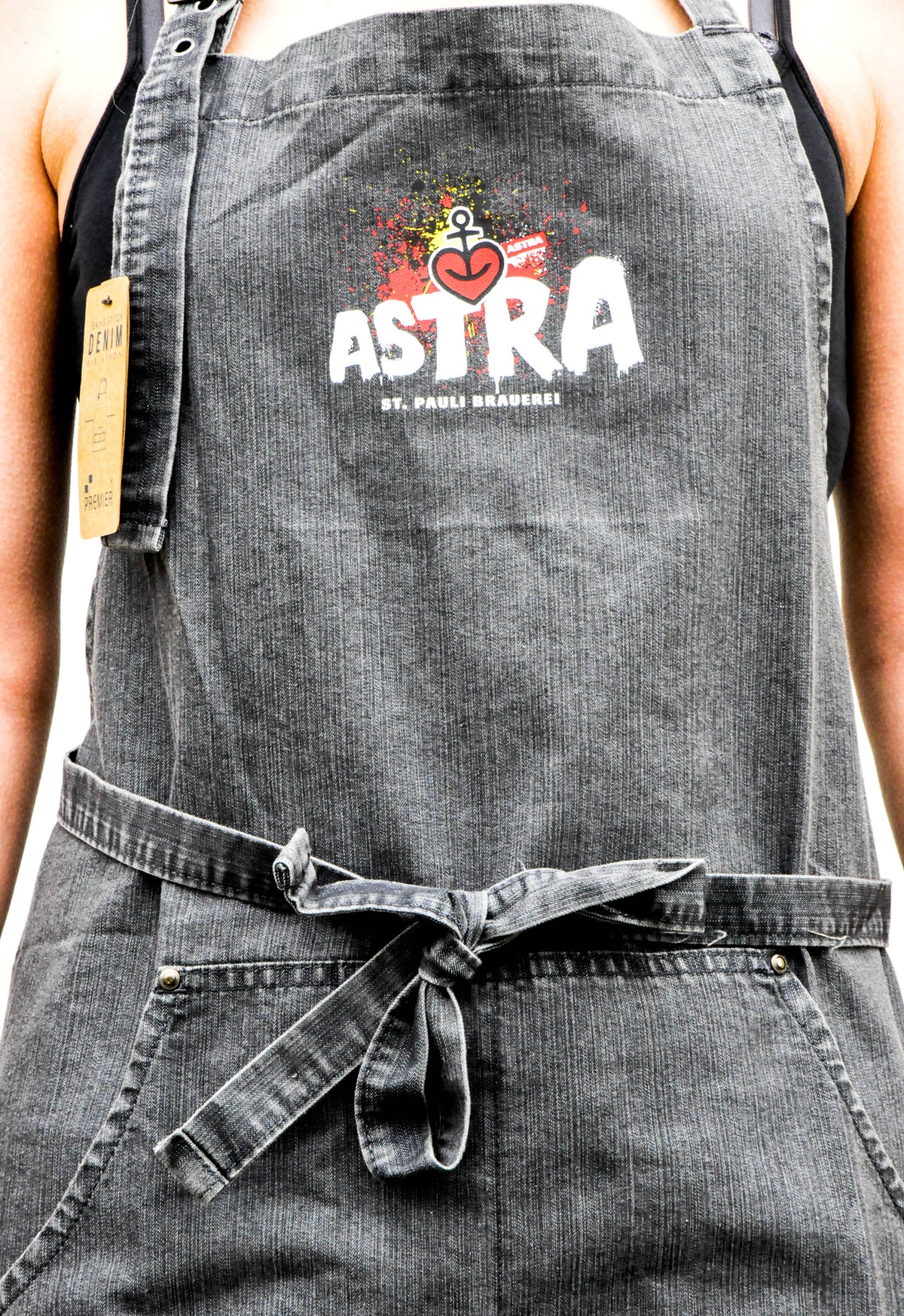 Astra Bier Tablier de barbecue en denim Tablier de service en jean  modèle long – Vue 2