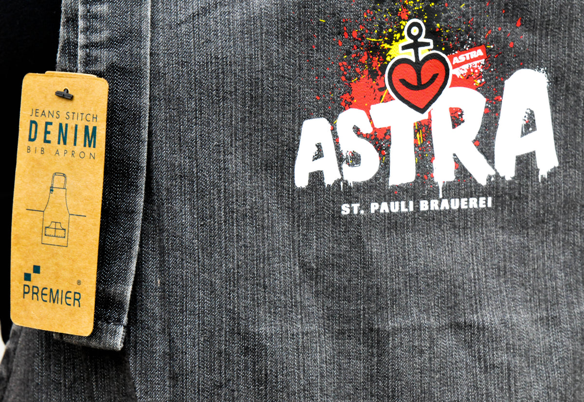Astra Bier Tablier de barbecue en denim Tablier de service en jean  modèle long – Vue 3