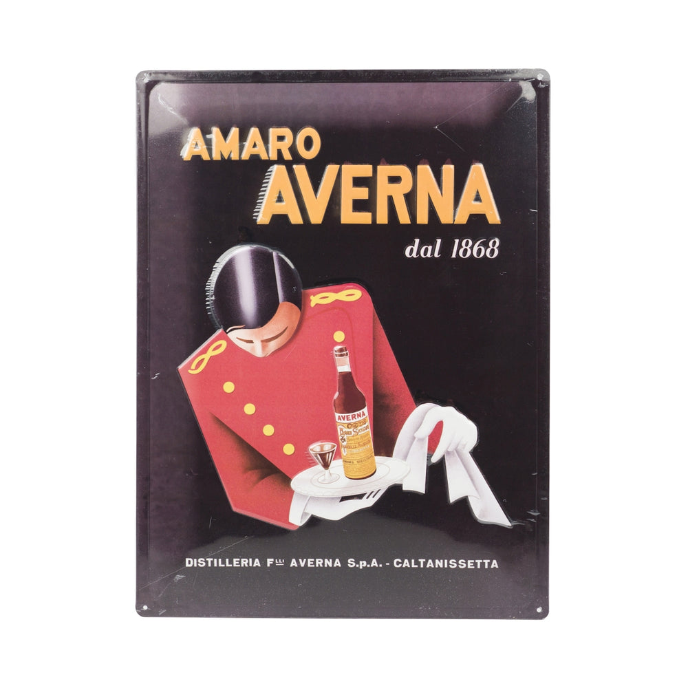 Averna Amaro Plaque métallique 40 x 30 cm rétro 1868 Panneau mural décoratif pour bar