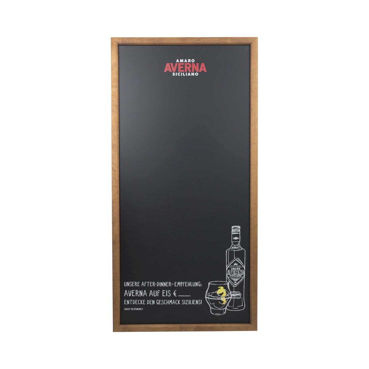 Averna Amaro Tableau noir 120x60 Cadre en bois Menu gastronomique Tableau publicitaire mural