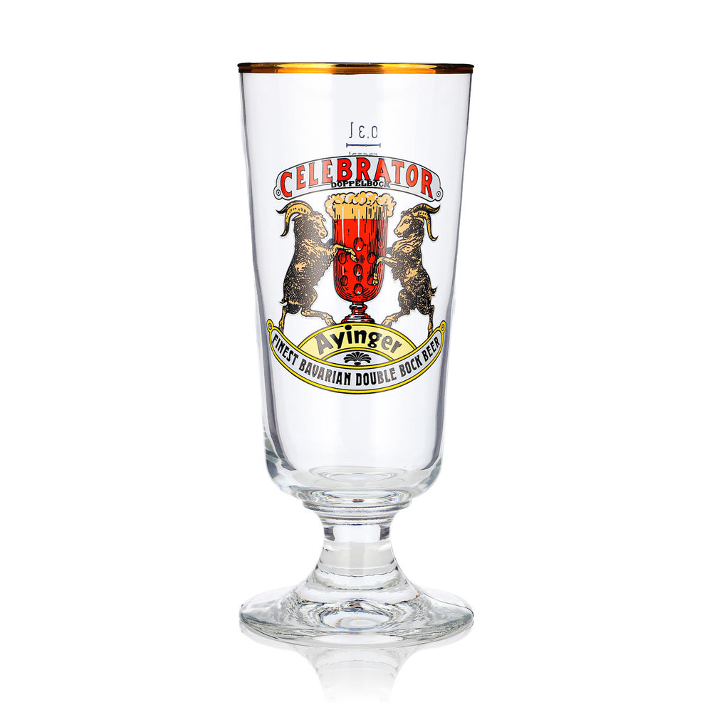 Verre à bière Ayinger 0,3 l, forme calice, bord doré, modèle « Celebrator Rastal »