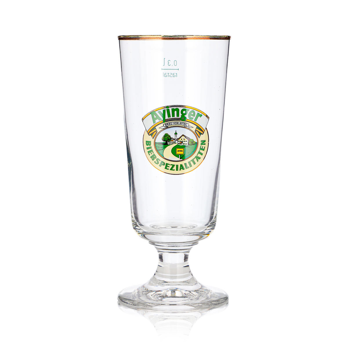Verre à bière Ayinger 0,3 l, forme coupe, bord doré, motif Rastal – Vue 2