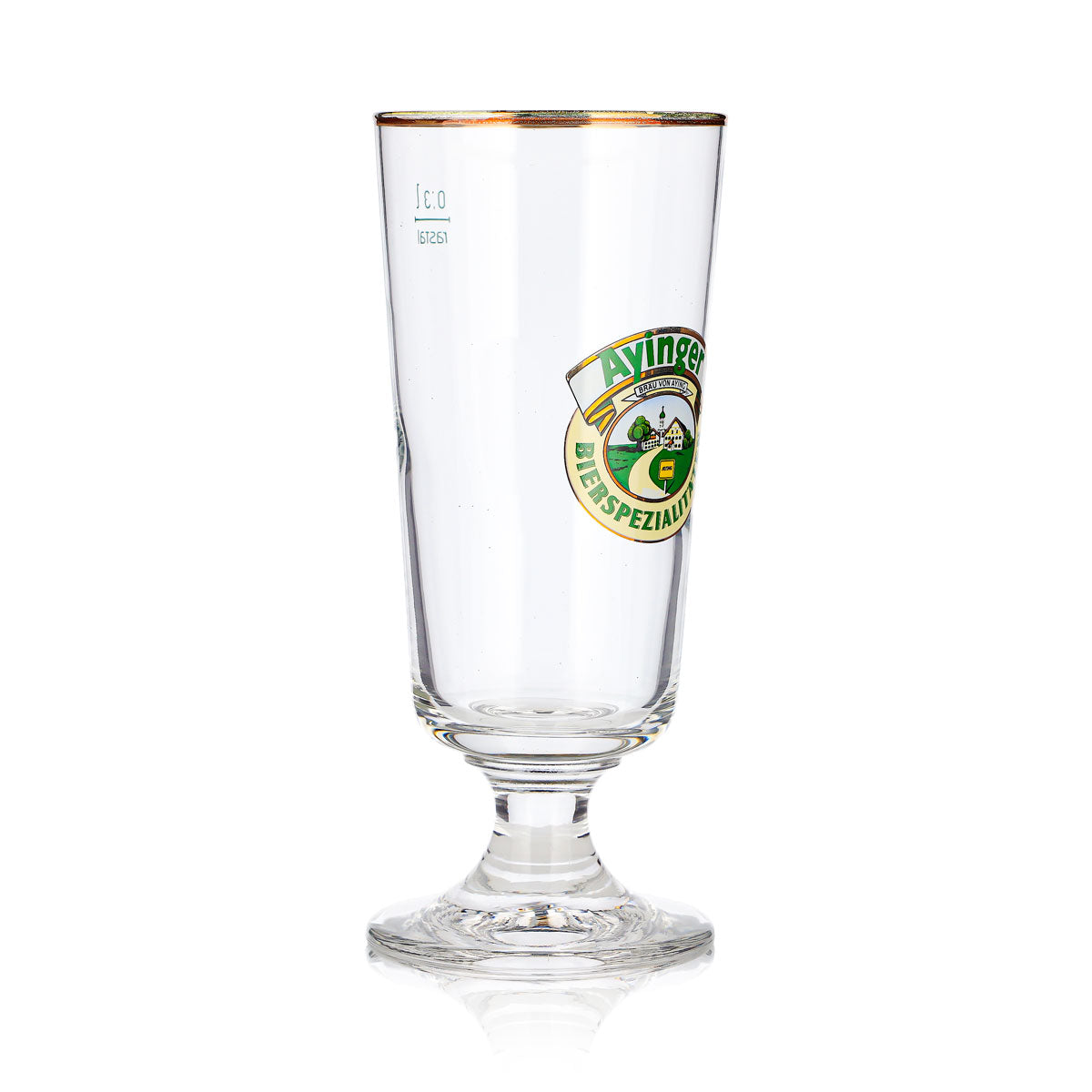 Verre à bière Ayinger 0,3 l, forme coupe, bord doré, motif Rastal – Vue 3