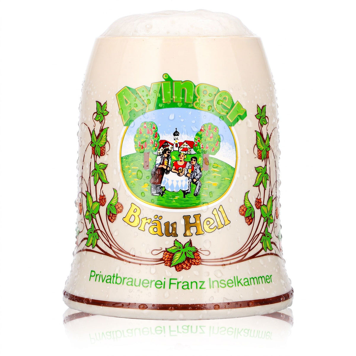 Verre à bière Ayinger, chope en terre cuite 0,5 l, Bräu Hell, brasserie artisanale Franz Inselkammer, terre cuite