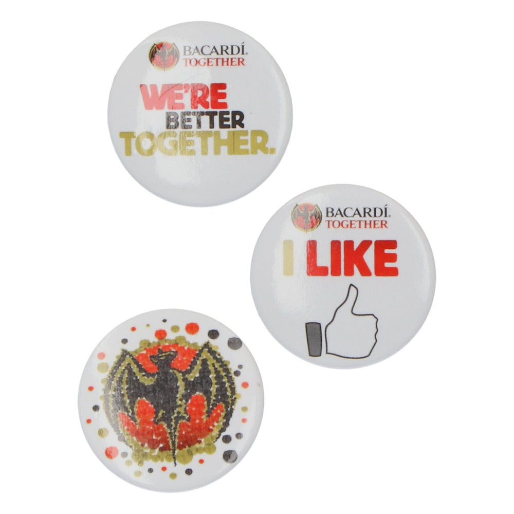 Bacardi Rum 3x pins Set de 3 badges