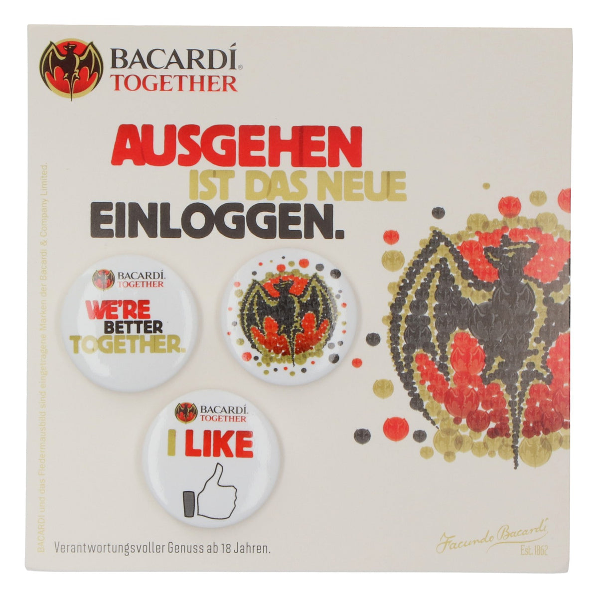 Bacardi Rum 3x pins Set de 3 badges – Vue 4