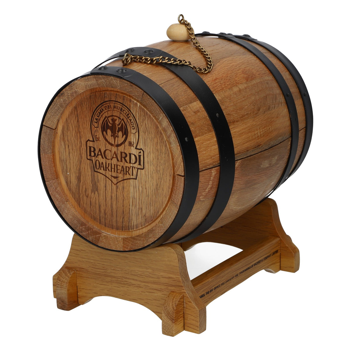 Coffret de rhum Bacardi en fût de chêne 3 l avec support Oakheart pour le remplissage et le service – Vue 4