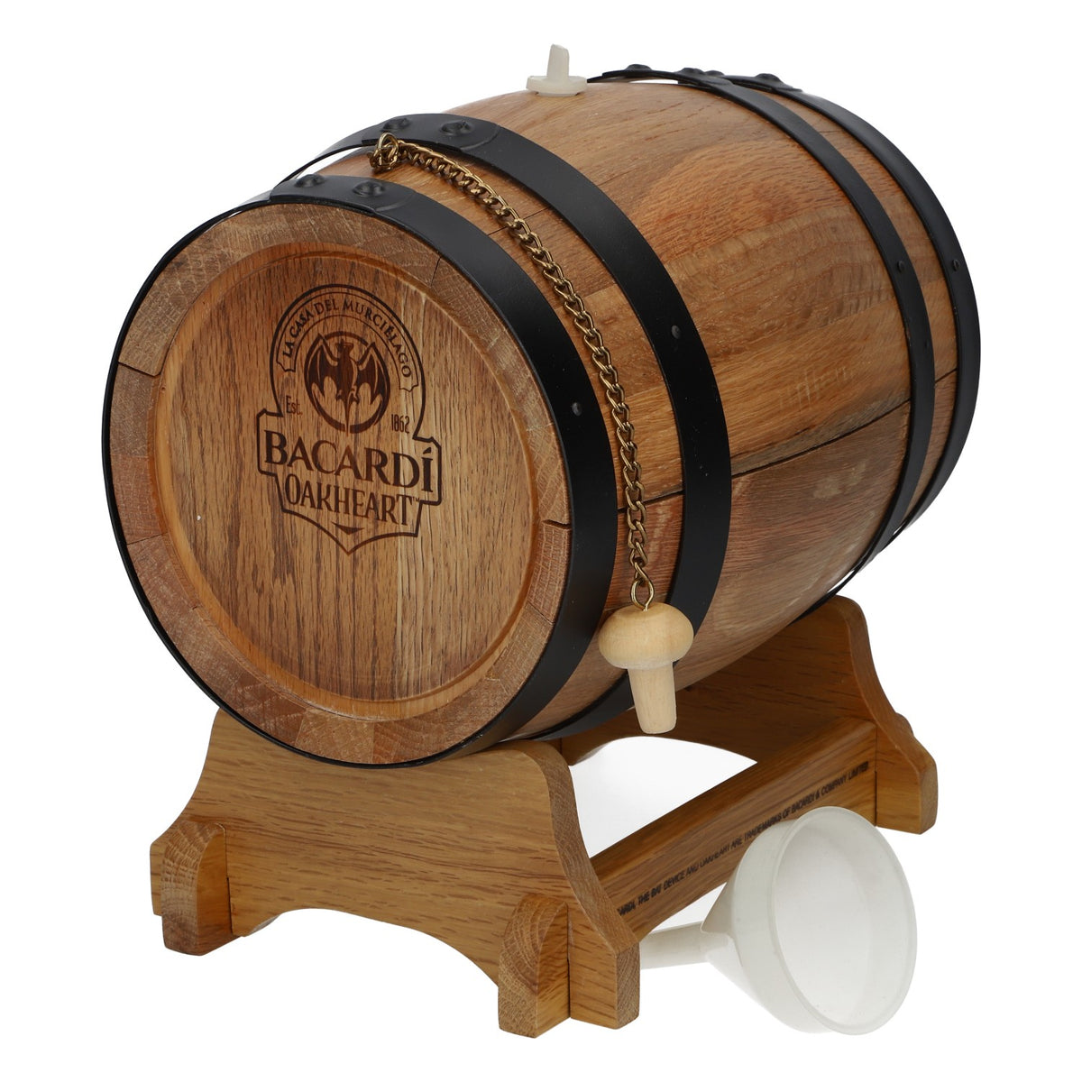 Coffret de rhum Bacardi en fût de chêne 3 l avec support Oakheart pour le remplissage et le service – Vue 5