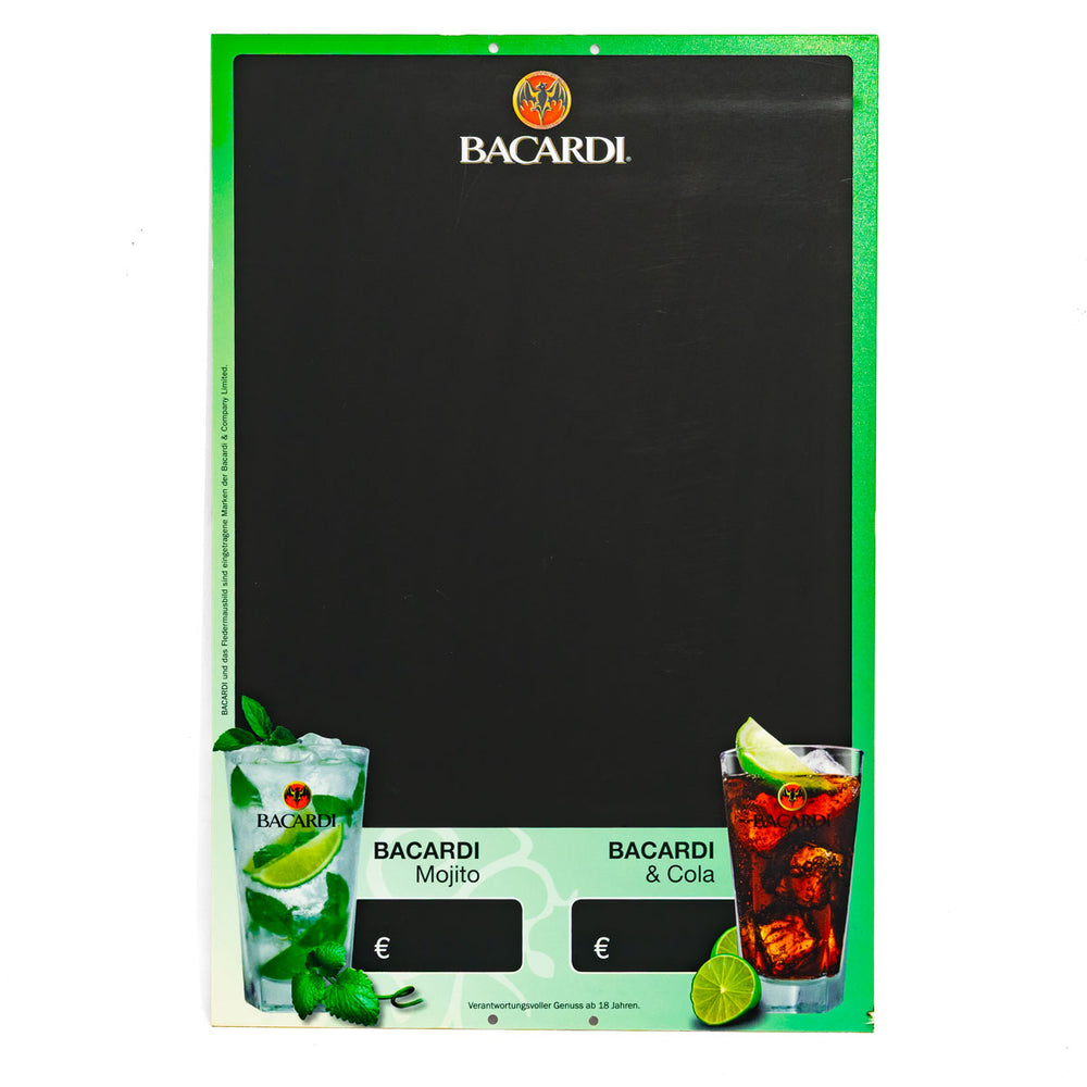 Tableau noir Bacardi Rum Tableau à écrire Décoration murale  60 x 40 cm Bordure verte