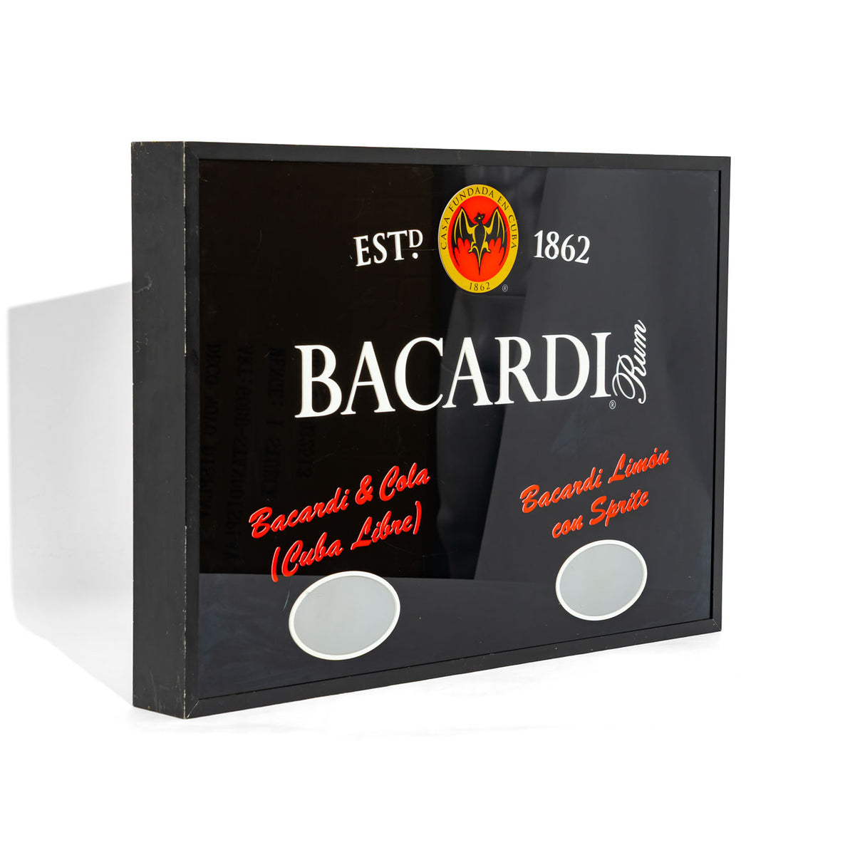 Rhum Bacardi, enseigne lumineuse néon rare dans un boîtier en aluminium, pièce d'exposition – Vue 4