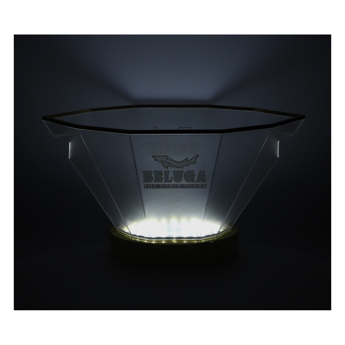 Refroidisseur de bouteille pour vodka Beluga avec LED et batterie rechargeable, doré/transparent – Accessoire de bar de luxe – Vue 5