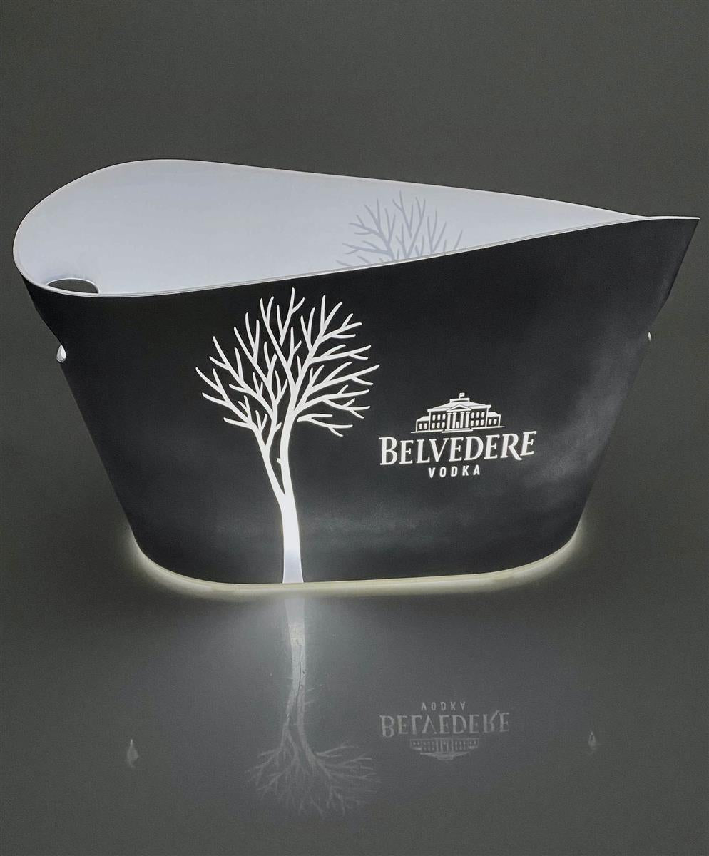 Belvedere Vodka LED Refroidisseur de bouteille rechargeable Bac à glaçons Magnum argenté