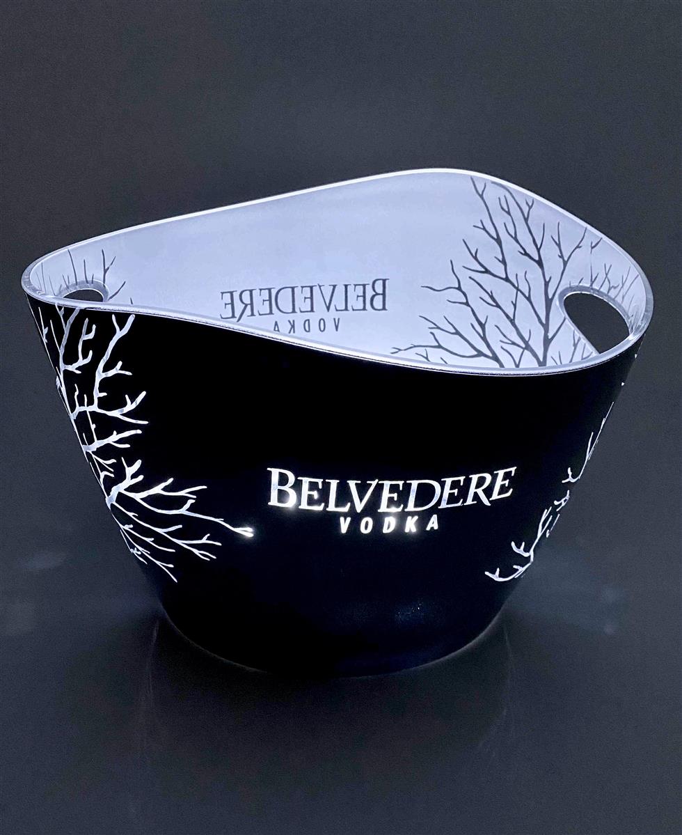 Belvedere Vodka LED Refroidisseur de bouteille rechargeable Bac à glaçons Simple argent