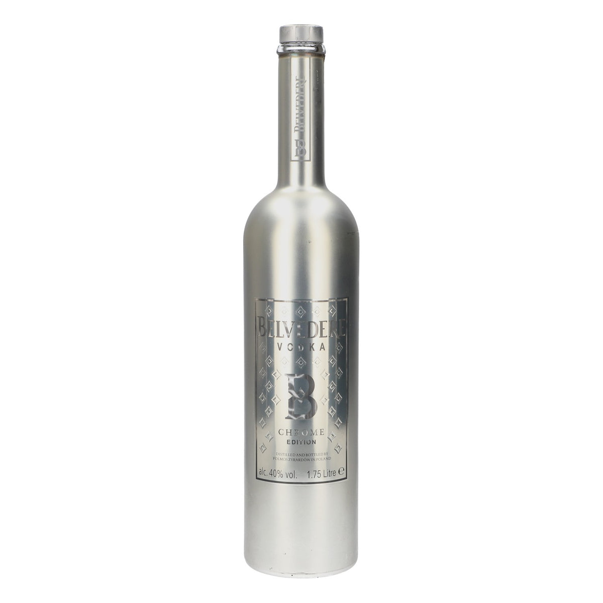 Bouteille de présentation Belvedere Vodka 1,75 l, bouteille vide « Chrome Edition » avec LED, d'occasion