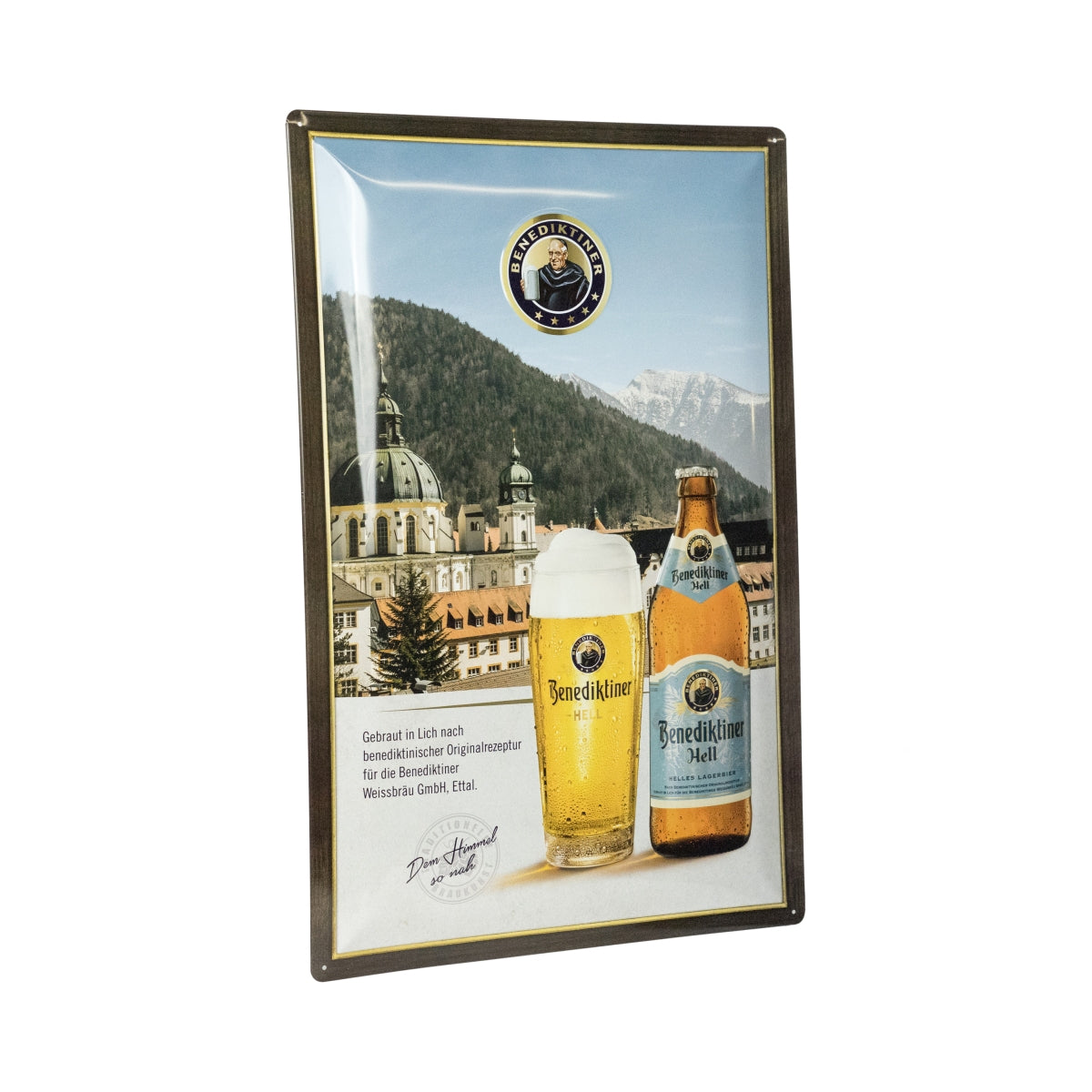 Plaque en émail « Hell » (blonde) 60 x 41 cm, style verre, décoration murale, bière bénédictine – Vue 2