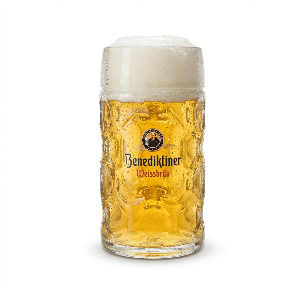 Chope bénédictine Verre à bière 1l Humpen Seidel Verres à contour de la brasserie Weissbräu