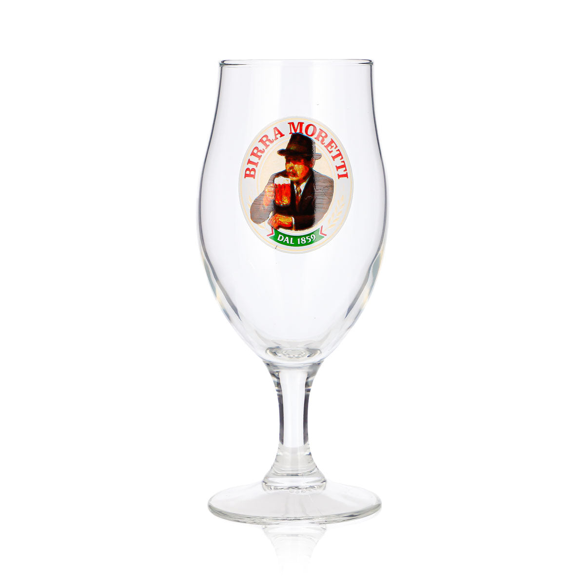 Verre à bière Birra Moretti 0,25 l, forme coupe, avec portrait et logo « Dal 1859 » – Vue 2