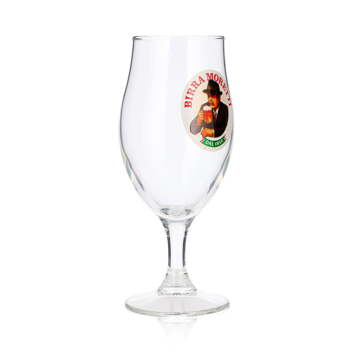 Verre à bière Birra Moretti 0,25 l, forme coupe, avec portrait et logo « Dal 1859 » – Vue 3