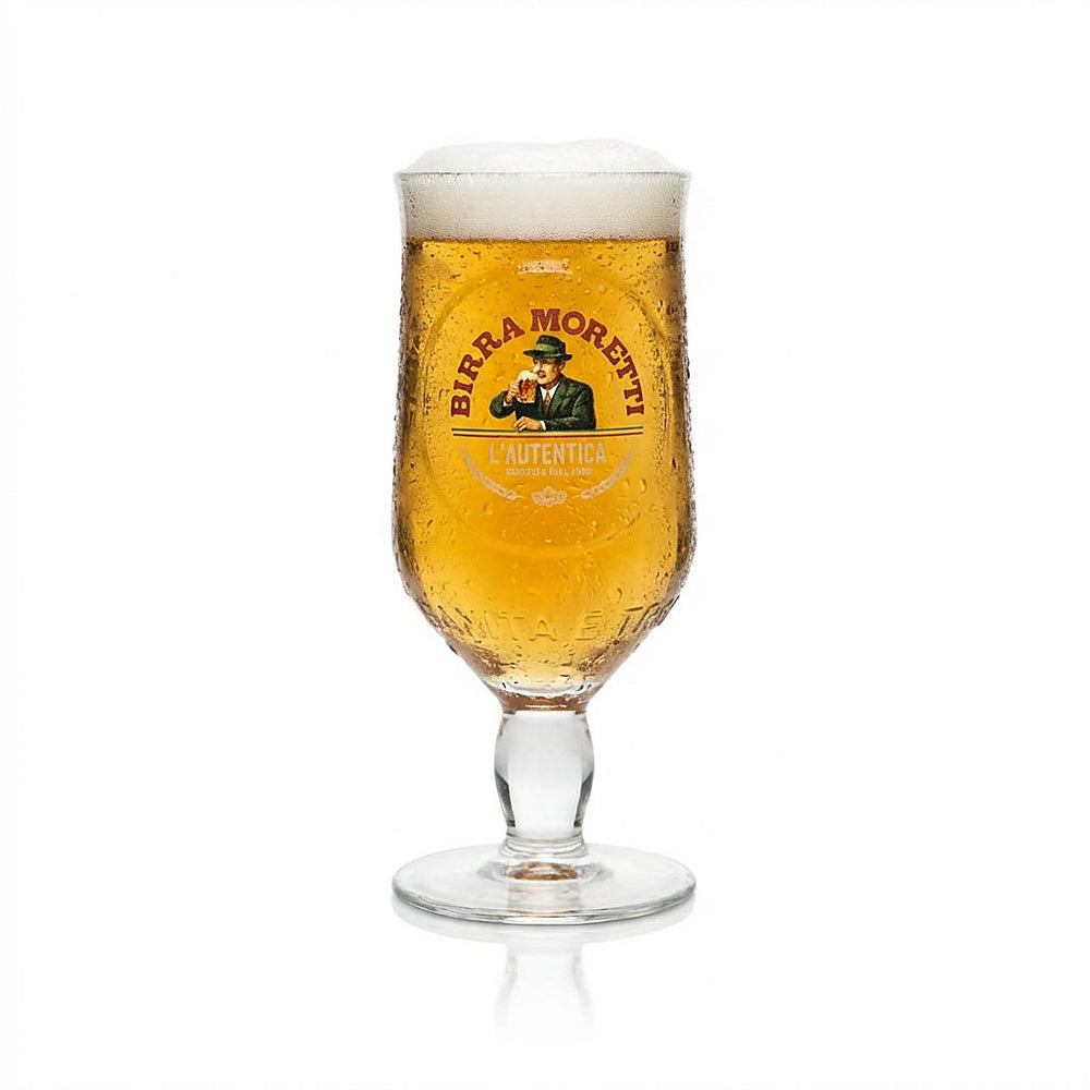 Verre à bière Birra Moretti 0,25 l Verres à pied Ricetta Dal 1859 Verre tulipe Pils Italie
