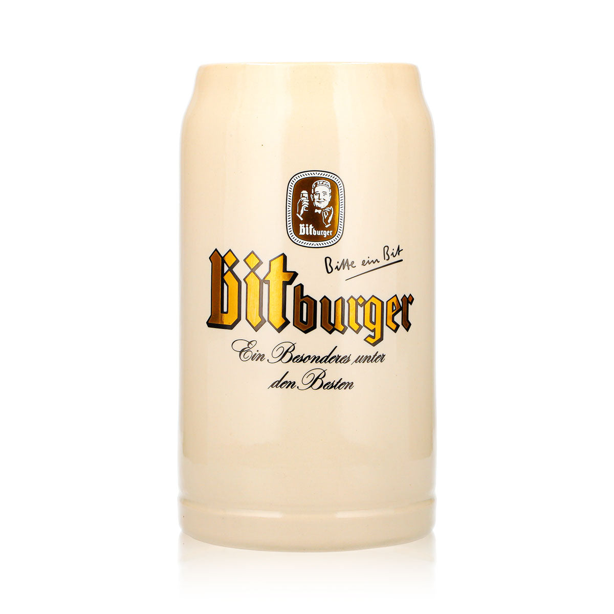 Verre à bière Bitburger 1 l, chope en terre cuite Sahm, chopes bavaroises – Vue 2