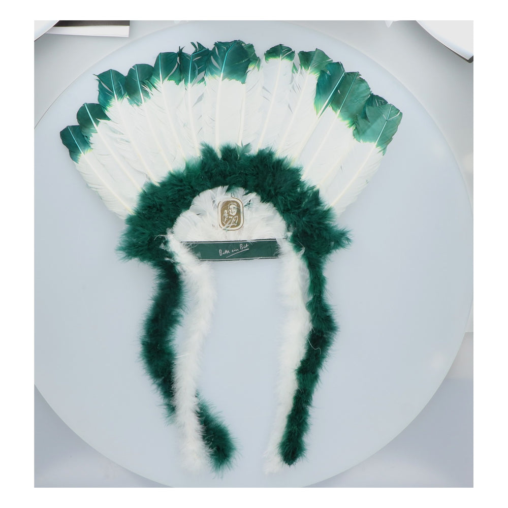 Bière Bitburger, coiffe d'Indien, carnaval, vert/blanc