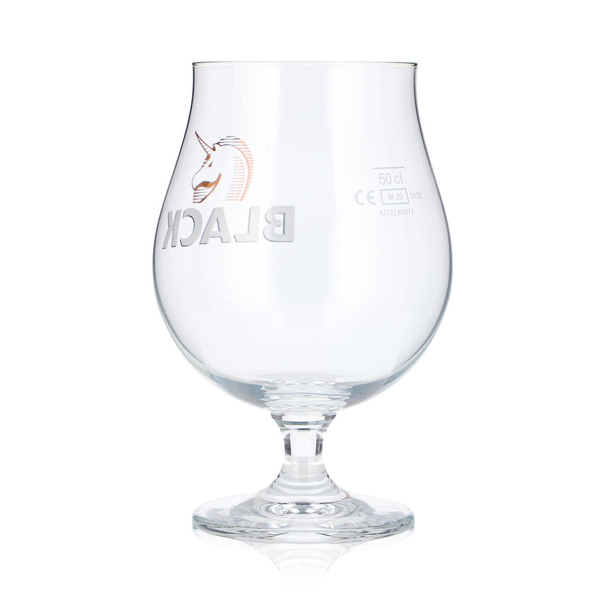 Verre à bière noir 0,5 l, forme de coupe, logo licorne, inscription blanche « Ritzenhoff » – Vue 3