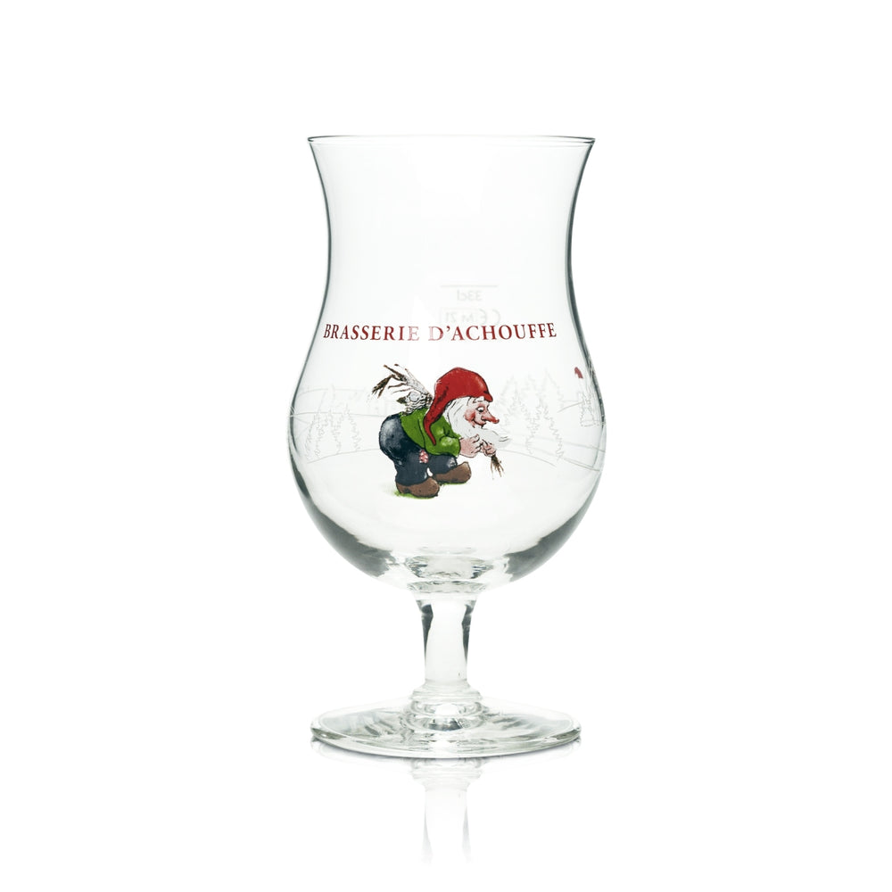 Verre à bière Brasserie D'Achouffe 0,33 l, forme demi-pinte, verre nain, bière artisanale