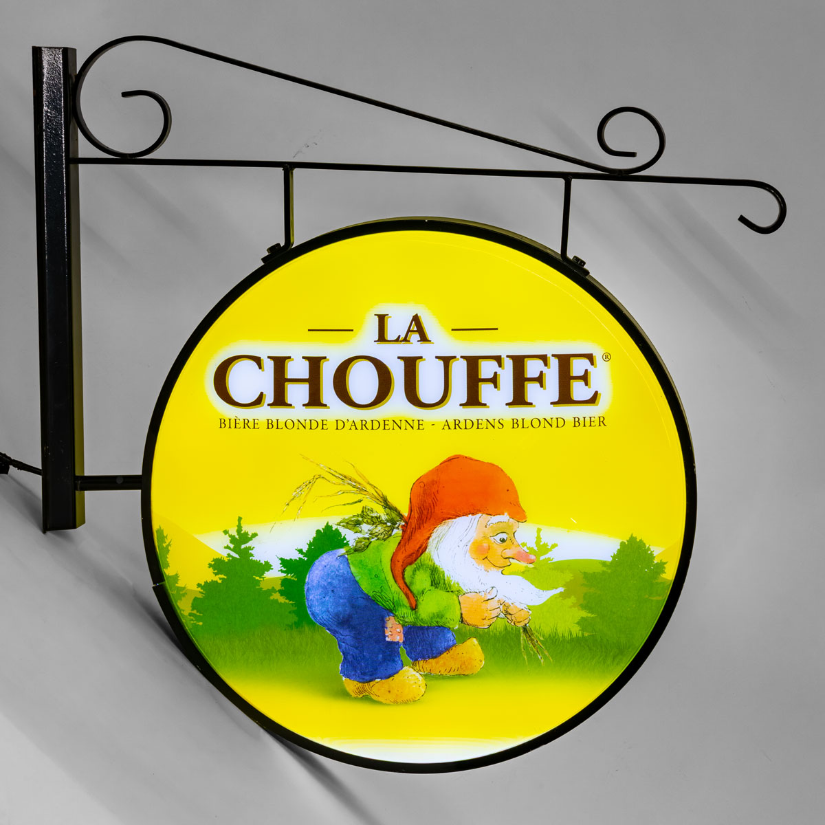 Brasserie D'Achouffe Enseigne lumineuse avec support mural noir