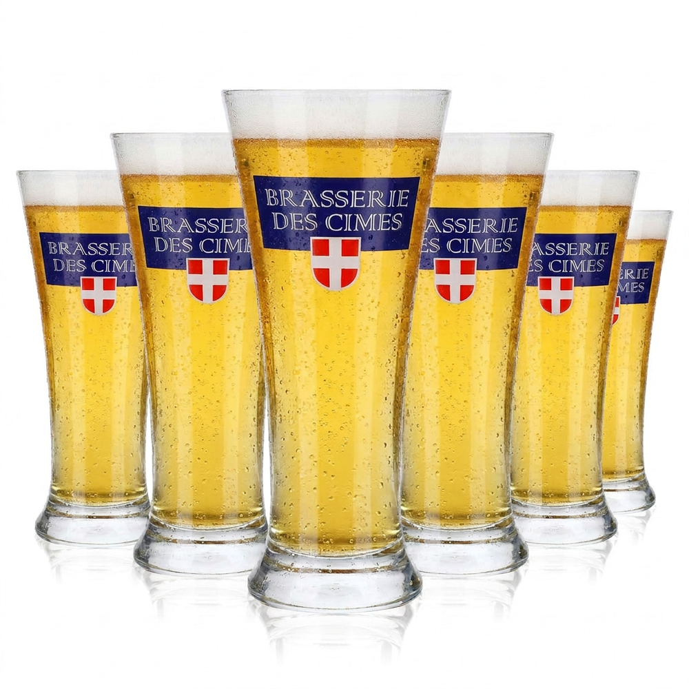 Lot de 6 verres à bière « Brasserie des Cimes » – Verre à bière gradué de 0,25 l, modèle Rastal Savoy