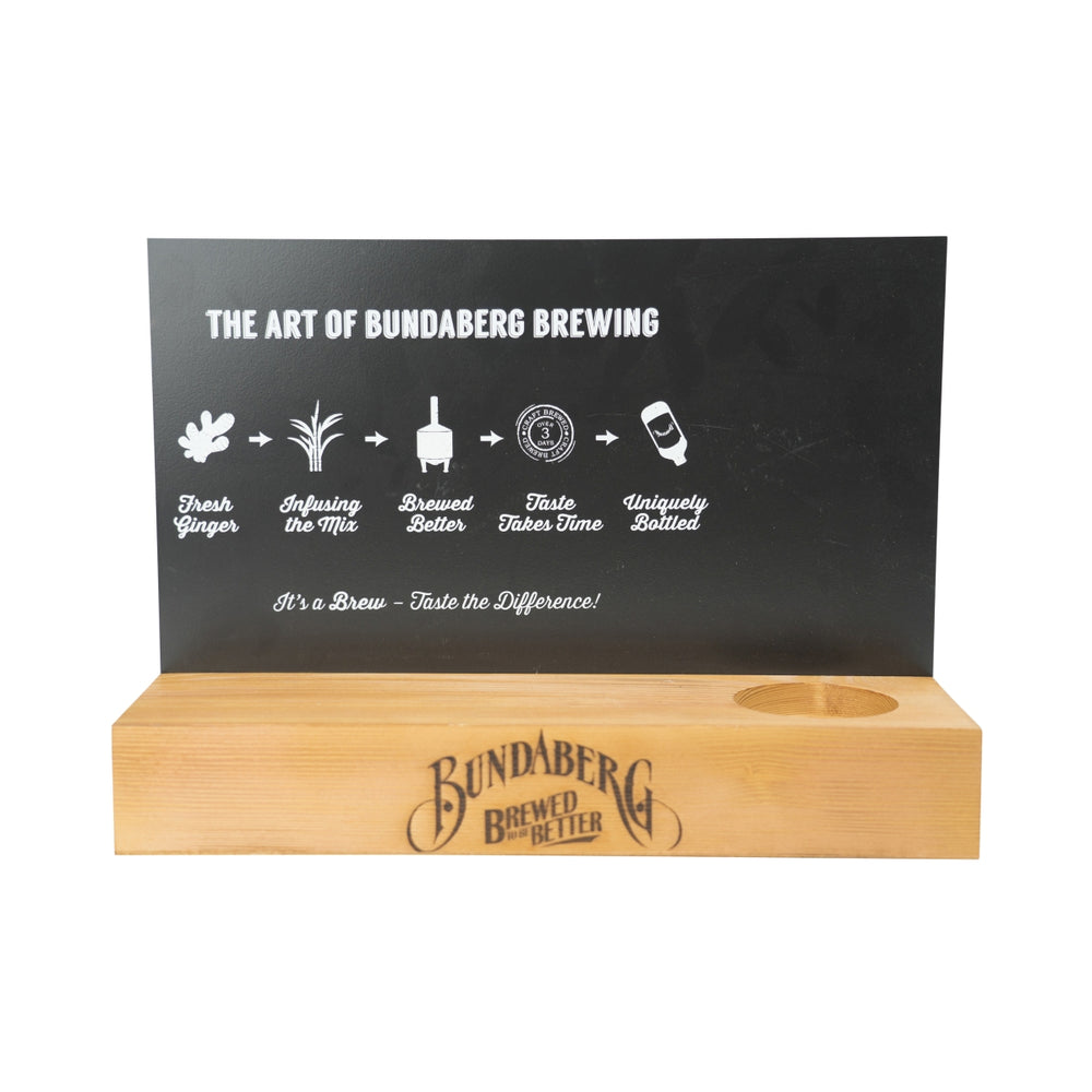 Présentoir Bundaberg Ginger Beer Glorifier en bois pour bouteilles publicitaires de bar