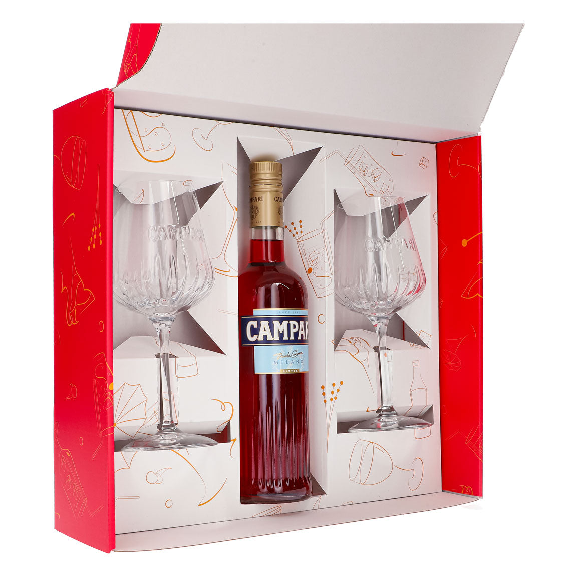 Campari Likör Geschenkset 0,7l Flasche 25 % Vol. + Spritz Gläser Milano–pink – Ansicht 4