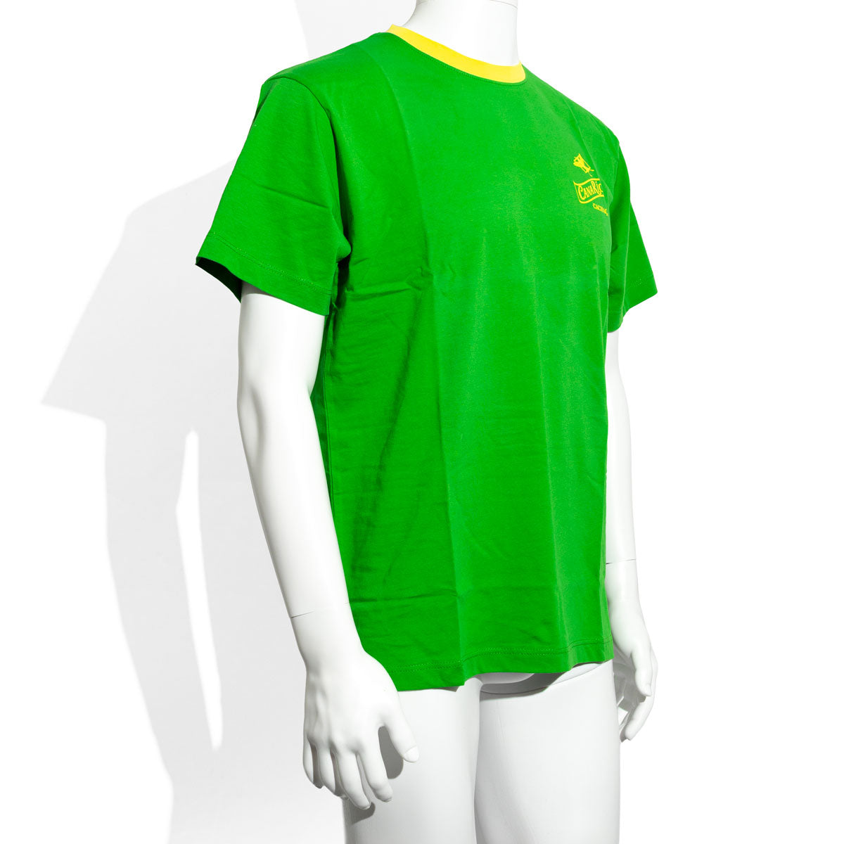 T-shirt Canario Cachaca pour homme, vert uni, encolure ronde, bordure jaune, taille M – Vue 2
