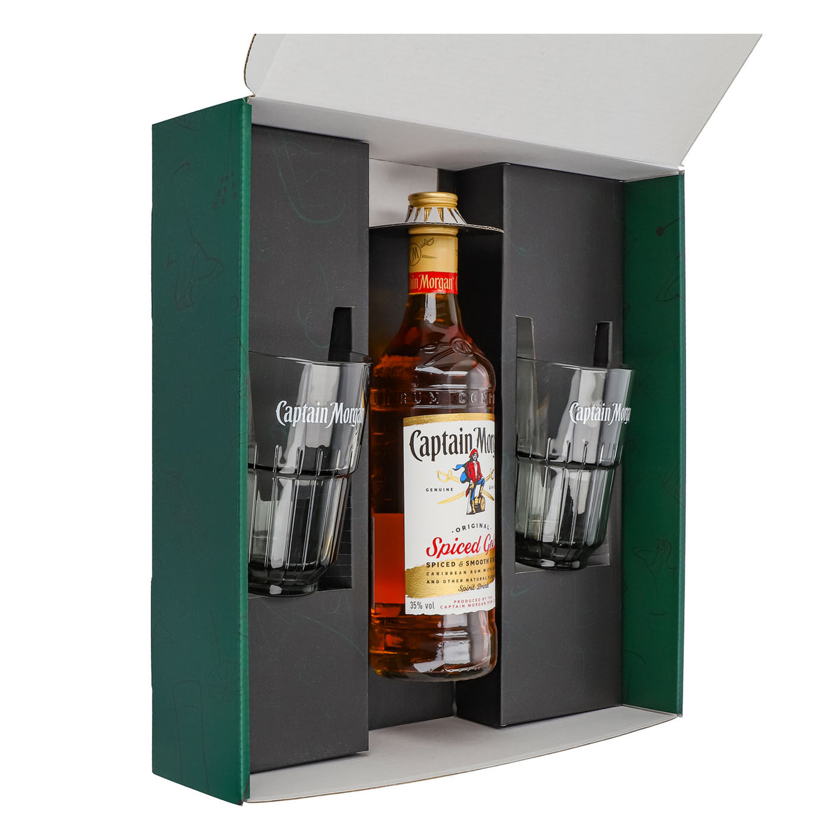 Coffrets cadeaux Captain Morgan vert Verre à long drink Relief – Vue 4