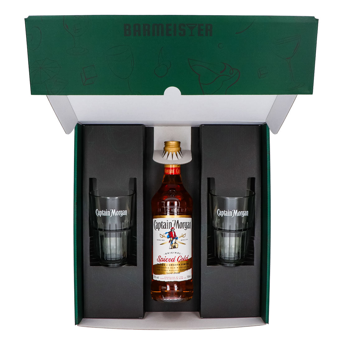 Coffrets cadeaux Captain Morgan vert Verre à long drink Relief – Vue 5