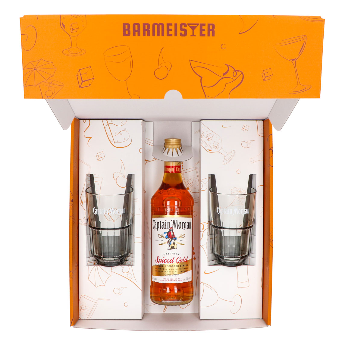Coffrets cadeaux Captain Morgan verre à long drink orange en relief – Vue 5