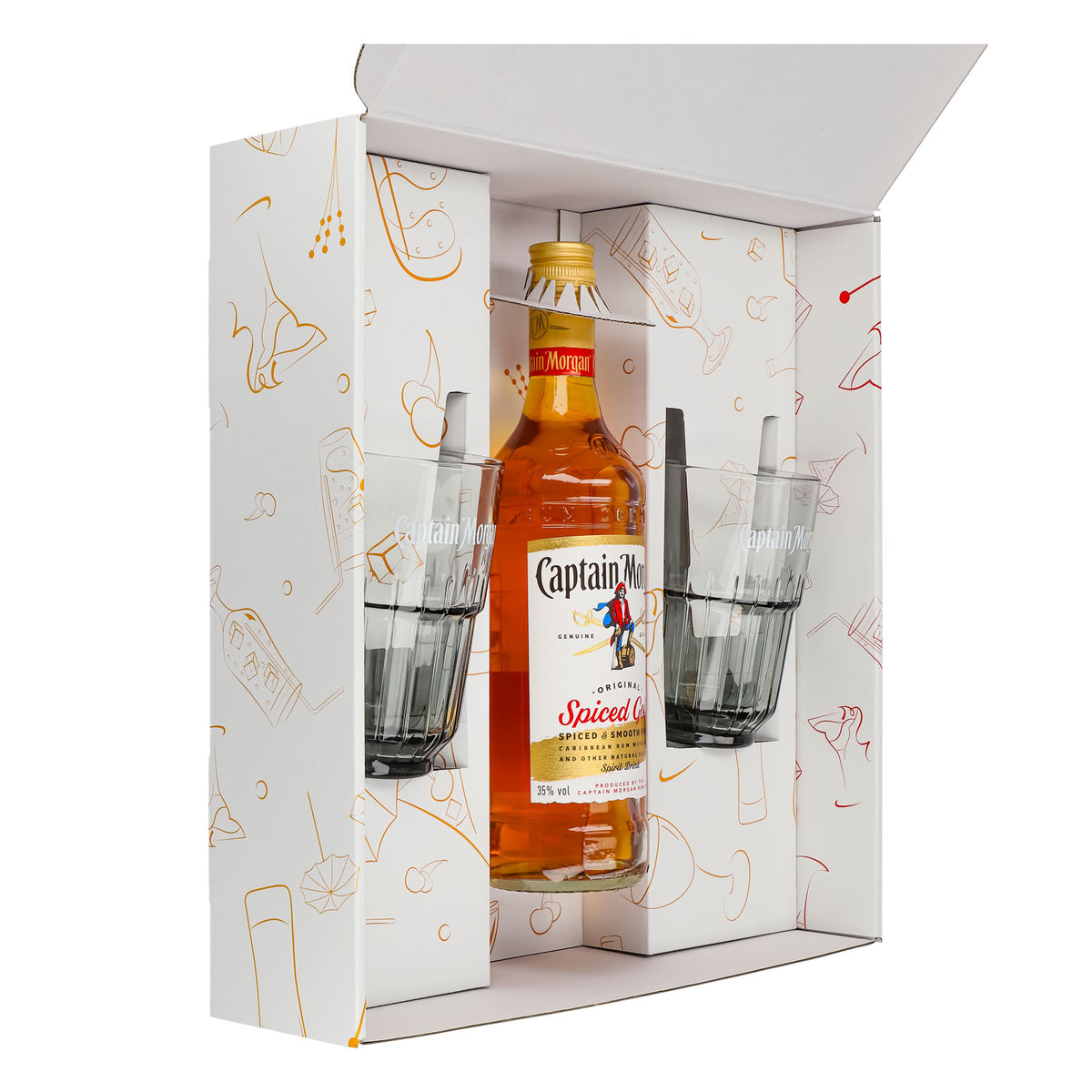 Coffrets cadeaux Captain Morgan blanc Verre à long drink Relief – Vue 4
